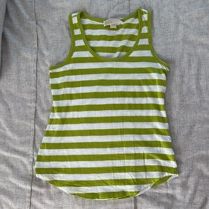 Michael Kors, cotton tank top size, extra small, green and white stripes